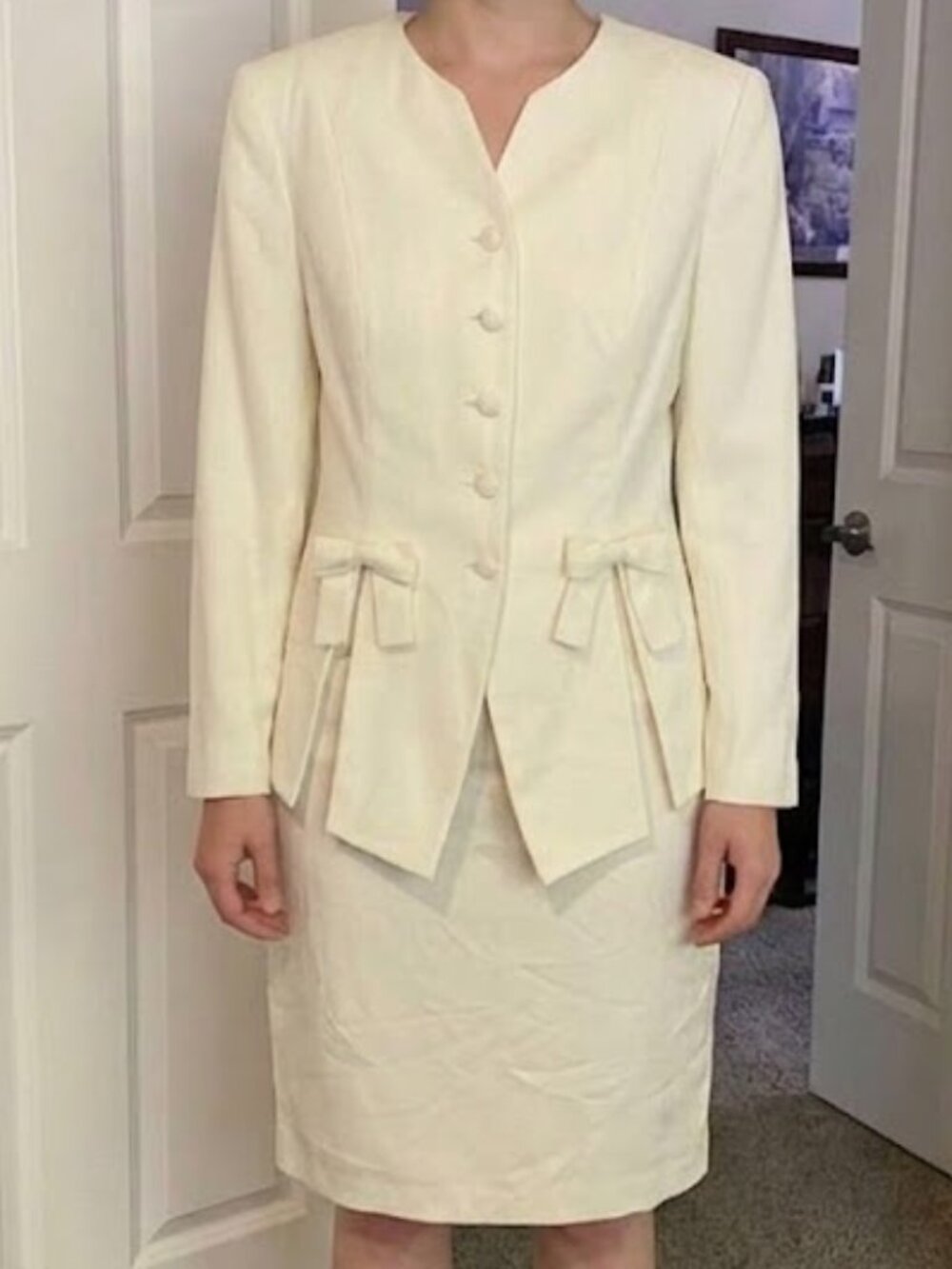 Vintage NWT Reflections by Spiegel sz 10P 10 petite pale yellow skirt suit